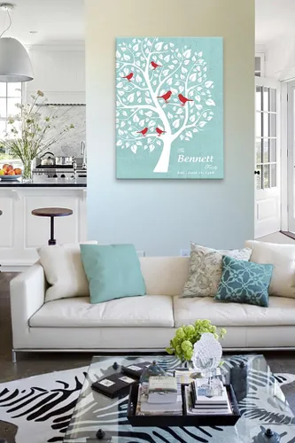 Miniatura 3 de MuralMax - Lienzo decorativo para pared de árbol personalizado para parejas, regalos para padres, abuelos, amigos - Ocasiones de hito, despedidas