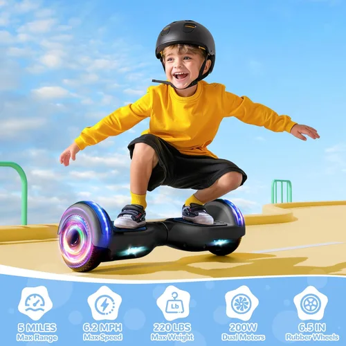 Miniatura 2 de SISIGAD Scooter, 6.5" Flash Wheels & Corlorful LED Lights, All for Girls Boys Kids Ages 6+ A-black
