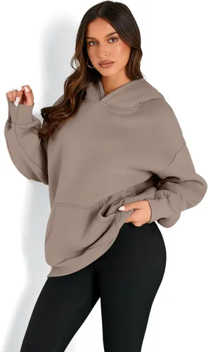 Miniatura 2 de Trendy Queen - Sudaderas extragrandes con capucha para mujer, suéteres de manga larga, sin botones, de vellón, de otoño, ropa de invierno