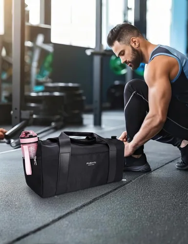 Miniatura 7 de Bolsa de gimnasio para mujer con compartimento para zapatos y bolsillo para artículos húmedos, bolsa de lona para viajes, deportes, fitness