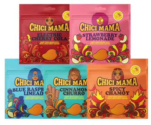 Miniatura 10 de Chici Mama Blue Raspberry Limeade - Bocadillos de mango, paquete de 2 – Hecho con mango real Golosinas masticables y jugosas alternativas Sin