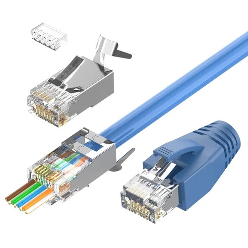 Miniatura 8 de VCELINK Conector CAT6A, conectores RJ45 pasan a través de CAT6A CAT7 blindado, chapado en oro de 3 clavijas con certificación UL, conector CAT7
