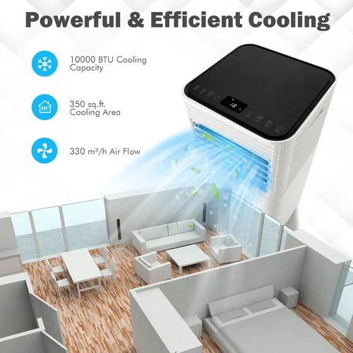 Miniatura 2 de PETSITE Aire acondicionado portátil, unidad de refrigeración de CA de 10000 BTU para habitación, unidad de CA 3 en 1 con enfriador de aire, Negro