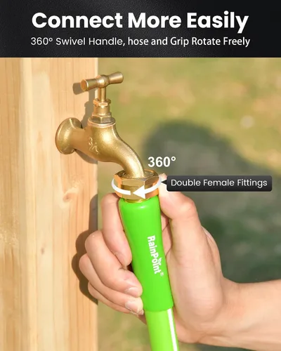Miniatura 2 de RAINPOINT Leader - Manguera de jardín de 5 pies, manguera de agua ligera con mango giratorio, flexible, resistente, goma híbrida, con accesorios