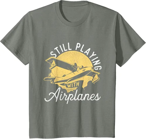 Miniatura 81 de Still Playing With Airplanes - Camiseta de control remoto RC Avión Piloto, Negro