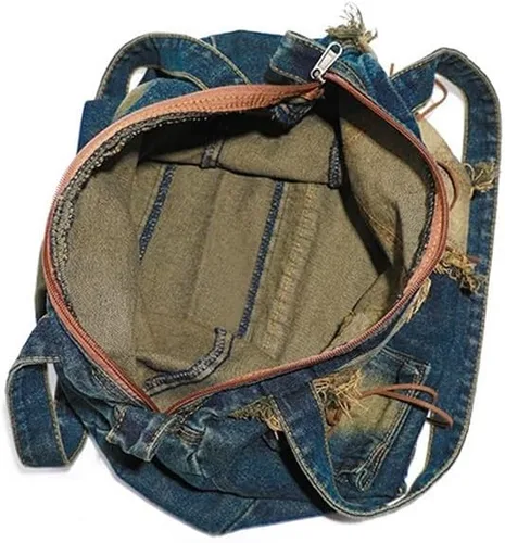 Miniatura 5 de Bolso de hombro vintage para mujer, bolsos cruzados femeninos grandes, bolso de mano de mezclilla desgastado
