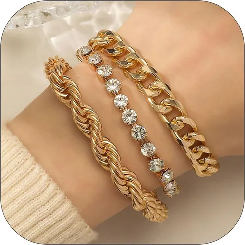 Miniatura 19 de Long tiantian Pulsera de oro gruesa para mujer, pulseras de oro delicadas, pulseras para mujer, pulseras apilables de eslabones de cadena