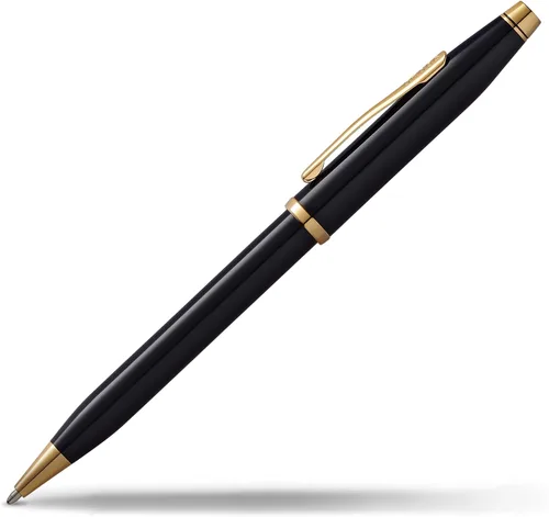 Miniatura 88 de Cross Century II - Bolígrafo de punta Selectip, lacado negro con detalles chapados en oro de 23 quilates