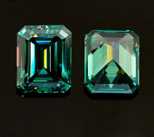 Miniatura 4 de Moissanita suelta 3.00 quilates, piedra de moissanita de color verde, claridad VVS1, piedra preciosa brillante de corte esmeralda para hacer anillos