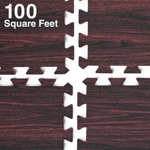 Miniatura 7 de Alfombrilla de espuma estampada de 100 pies cuadrados de 3/8 pulgadas de grosor, estilo de grano de roble de madera oscura