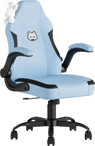 Miniatura 10 de Silla de juegos rosa, silla ergonómica de escritorio de oficina con soporte lumbar, silla de computadora con reposabrazos abatibles, cómoda silla