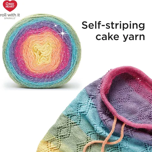 Miniatura 2 de Red Heart Roll with It Sparkle - Hilo de amatista – Paquete de 3 unidades de 5.29 oz/5.3 onzas, mezcla acrílica, 4 medianos (peinado), 561 yardas