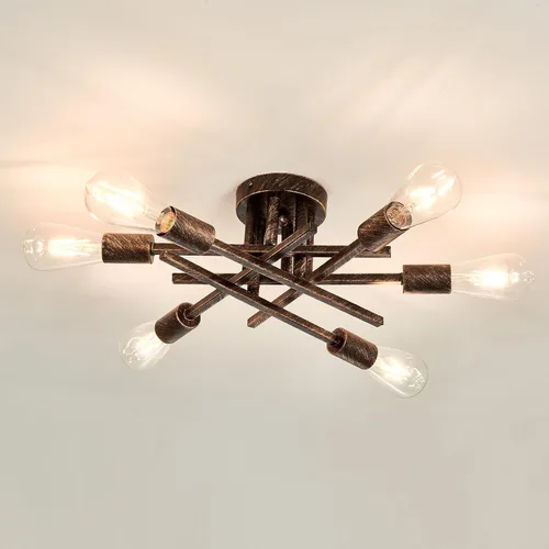 Miniatura 14 de ASGYISA Lámpara de Techo Semiempotrada de 8 Luces, Candelabro Sputnik de Metal Vintage Moderno Negro, Lámpara de Techo para Dormitorio Cocina