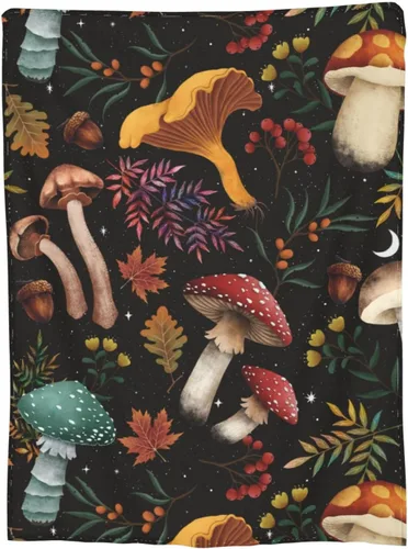 Miniatura 8 de Manta suave y cálida de franela, manta de cama de forro polar, regalo para decoración del hogar, silla, sofá, hongo, 50 x 40 pulgadas