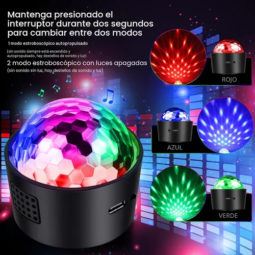 Miniatura 3 de Mini luz de bola de discoteca, luces de fiesta recargables, luz estroboscópica de DJ activada por sonido, portátil que funciona con pilas, proyector