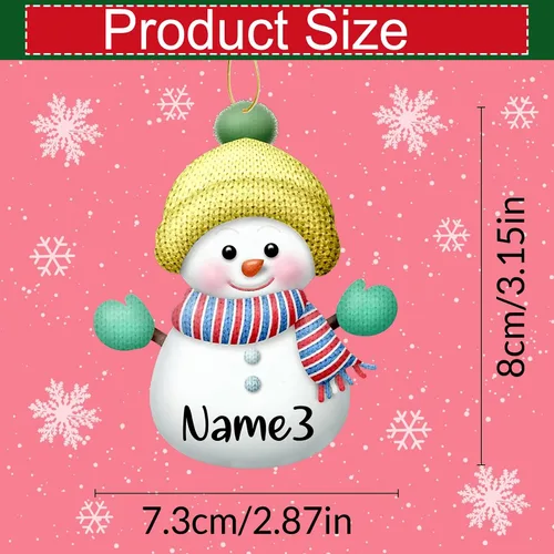 Miniatura 2 de Adornos de Navidad personalizados de muñeco de nieve con nombre, adornos de Navidad familiares personalizados para colgar en la puerta del árbol