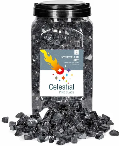 Miniatura 9 de Vidrio para fuego templado reflectante de 1/2 pulgada con alto lustre en color Dark Matter Black (Negro Materia Oscura), en un frasco de 10 libras