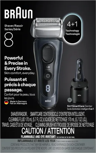 Miniatura 9 de Braun Series 8 8560cc Maquinilla de afeitar eléctrica para hombre, 4+1 elementos de afeitado y recortador de precisión para cabello largo, centro