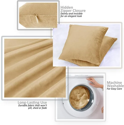 Miniatura 3 de Nestl Fundas de cojín decorativas de terciopelo suave para exterior, fundas de cojín de 18x18 pulgadas, fundas de cojín sólidas y suaves para sofá