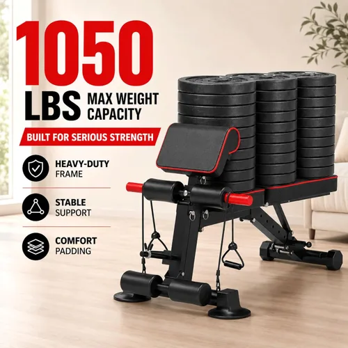 Miniatura 2 de K KiNGKANG Adjustable Weight Bench,1050 lbs Foldable Workout Bench with 8 Back Positions, Incline Decline Flat Exercise Bench for Home Gym Full Body