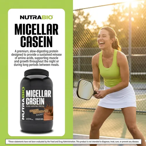 Miniatura 3 de NutraBio Proteína en polvo de caseína, polvo de casien micelar, 0.88 onzas de proteína de digestión lenta, ayuda a mantenerte lleno, recuperación
