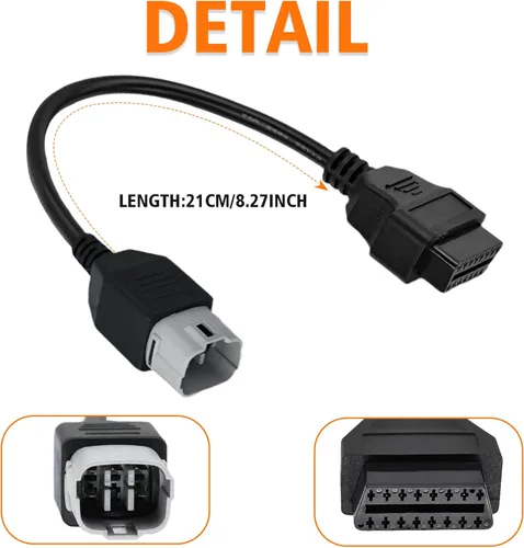 Miniatura 5 de Adaptador OBD2 apto para Suzuki 6 pines a 16 pines cable de diagnóstico de motocicleta, para GSX-R125/1000R, para GSX-S1000F, para GSX-S 125/750