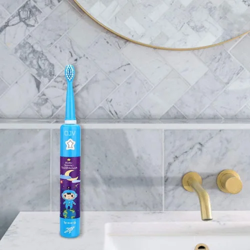 Miniatura 9 de OJV 8620 Cepillos de dientes eléctricos musicales para niños, 3 modos de temporizador de 2 minutos, 6 cerdas recargables de energía inteligente, Azul