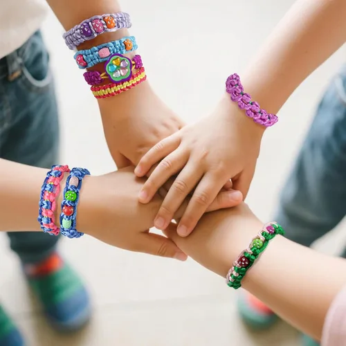 Miniatura 3 de DDAI Kit de pulsera brillante para niñas de 7 a 12 años, juego de manualidades brillantes de amistad con gemas, hilos y calcomanías, regalo de Menta