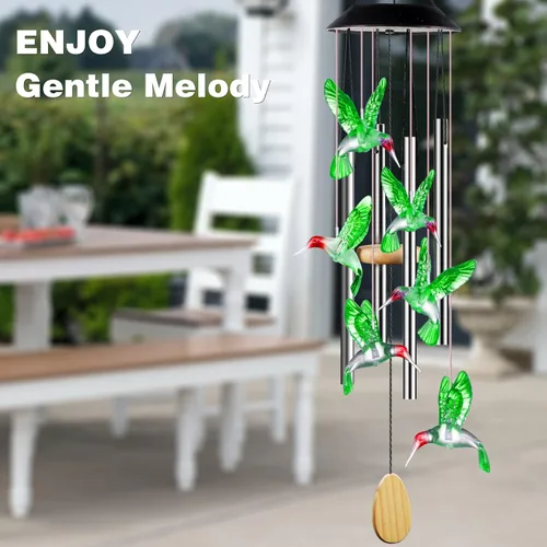 Miniatura 6 de DesGully - Campanillas de viento de colibrí, cambian para exteriores, 25 tubos de aluminio, para decoración de jardín, patio, monumento, regalos