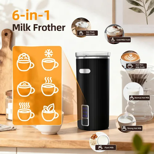 Miniatura 3 de Electactic Espumador de leche, vaporizador de leche eléctrico 6 en 1, máquina automática de espuma fría y cálida de 8.5 onzas líquidas y calentador