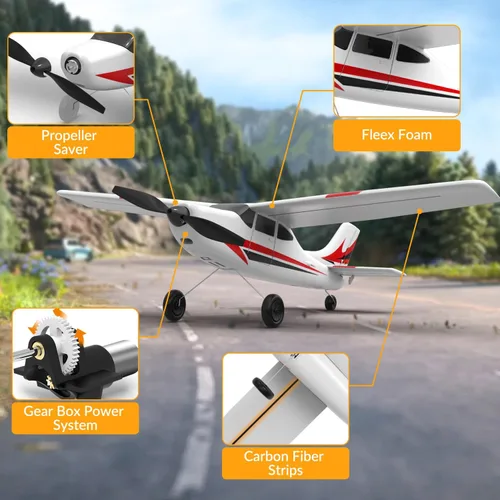 Miniatura 8 de volantexrc Avión de entrenamiento RC de 3 canales con control remoto con protector de utilería, estabilizador giroscopio de 6 ejes y 3 modos