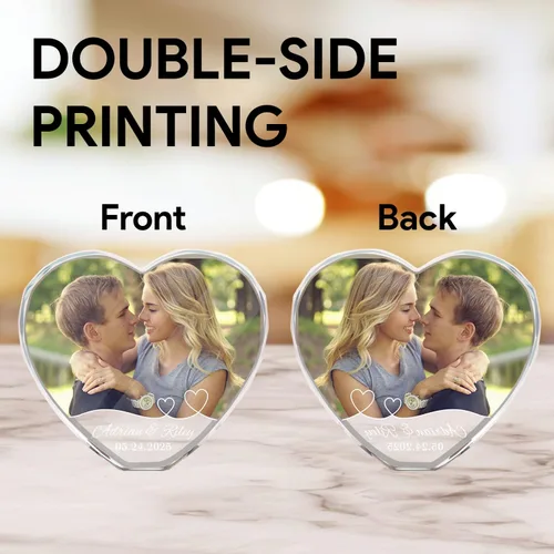 Miniatura 3 de Foto de cristal personalizada, regalos para pareja/esposa/novia, regalos para boda/aniversario, marco de fotos de corazón de cristal para Ama 1