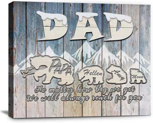 Miniatura 19 de Eternalart Regalos únicos para papá, abuelo, esposo de hija, hijo, esposa, impresiones en lienzo personalizadas con nombres de niños para padre