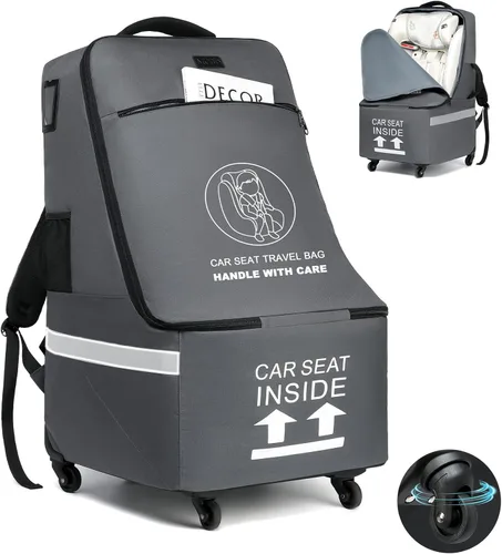 Miniatura 8 de MCBD Bolsa de viaje para asiento de automóvil para avión, mochila plegable para asiento de bebé para viaje, portabebés acolchado para asiento