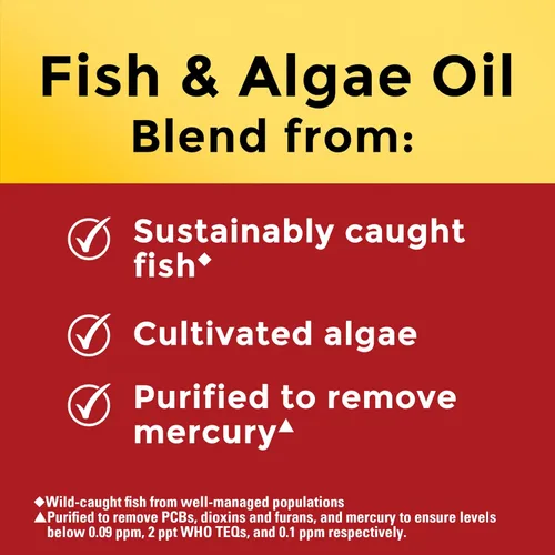 Miniatura 3 de Nature Made - Suplementos de Aceite de Pescado Omega 3 y Aceite de Algas, 1200 mg, Suplemento de Omega 3 para el Corazón, el Cerebro y los Ojos, Uno