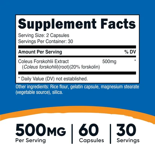 Miniatura 2 de Nutricost Coleus Forskohlii 500 mg, 60 cápsulas - Fórmula de máxima resistencia