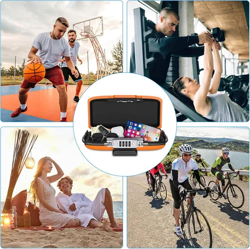Miniatura 8 de AMIR Caja de seguridad portátil con combinación de 4 dígitos con cerradura de seguridad, impermeable, antirrobo, pequeña caja de seguridad