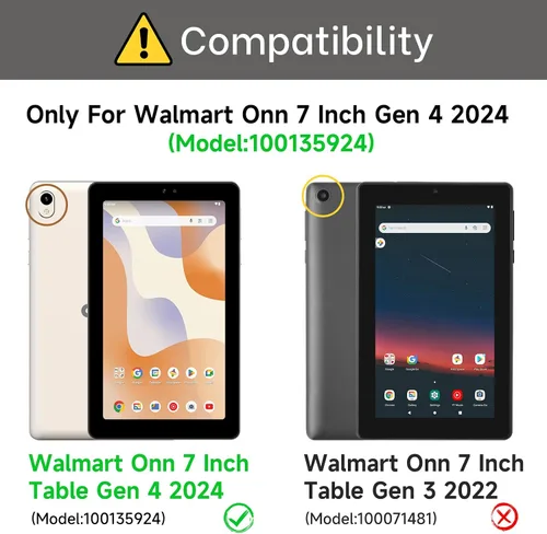 Miniatura 2 de Funda para tablet Walmart Onn de 7 pulgadas Gen 4 2024 Modelo: 100135924, peso ligero, a prueba de golpes, duradero, con soporte de mango Negro
