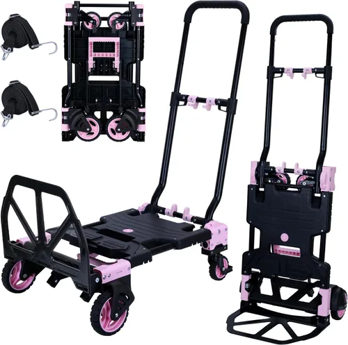 Miniatura 9 de Carro de mano 2 en 1 plegable, carrito de mano de capacidad de 330 libras, carrito de mano plegable con mango retráctil, carretilla de mano plegable