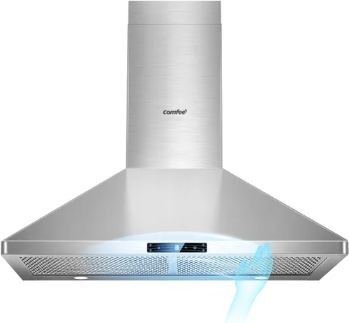 COMFEE' CVP30W7AST Campana Extractora de 30 Pulgadas 450 CFM 3 Velocidades Detección de Gestos y Panel de Control Táctil Acero Inoxidable Montaje en