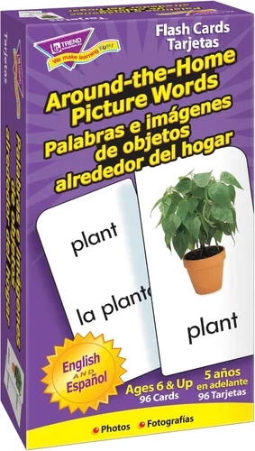 Trend Enterprises: Bilingüe - Tarjetas didácticas para taladro de habilidades, fotos y palabras, forma emocionante para que todos aprendan inglés y
