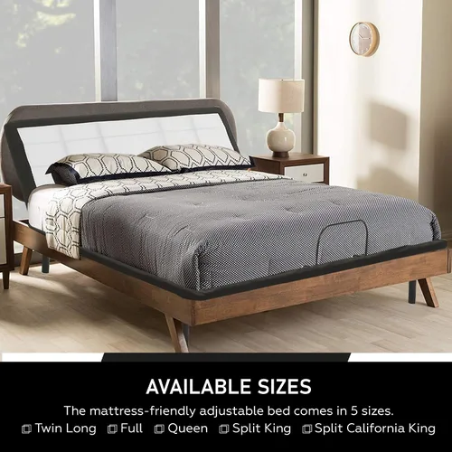 Miniatura 8 de Greaton Base de cama ajustable de 15 pulgadas con telas decorativas, inclinación de la cabeza con control remoto con cable, barra protectora