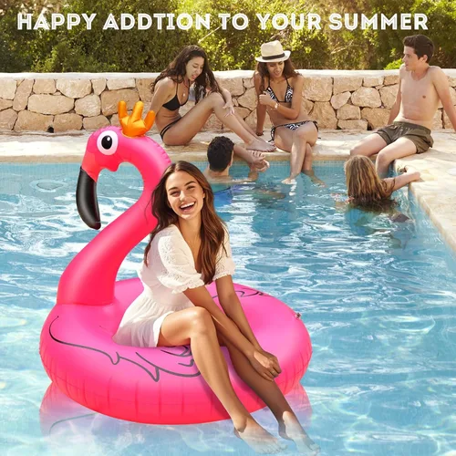 Miniatura 5 de Water Bottle Flotadores inflables de flamenco para piscina, tubos gigantes de balsa de piscina, flotador de piscina de flamenco rosa de 42 pulgadas