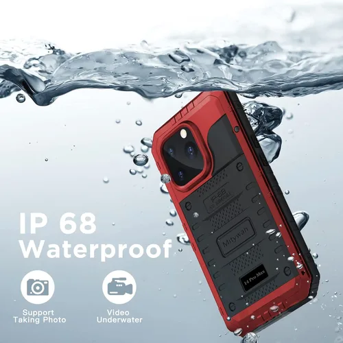 Miniatura 4 de Mitywah Funda impermeable para iPhone 7/iPhone 8 / iPhone SE 2020, funda de metal resistente de grado militar, protección de cuerpo completo, Negro