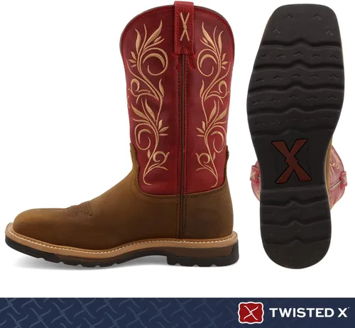 Miniatura 2 de Botas de trabajo Western Lite con punta de acero para mujer, Latigo envejecidoRojo