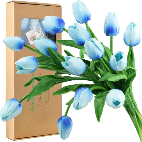 Miniatura 13 de FiveSeasonStuff - Flores artificiales de tulipanes, se sientes reales al tacto, ideales como ramo de boda, decoración del hogar, fiesta, arreglos