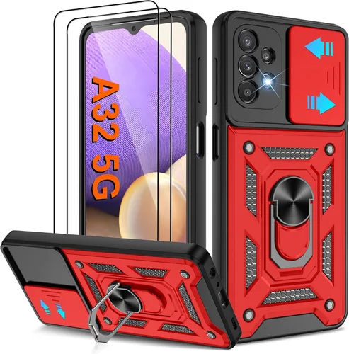 Miniatura 147 de ATUMP Funda para T-Mobile Revvl V Plus 5G con protector de pantalla HD con cubierta de cámara deslizante, soporte de anillo de rotación de 360° Negro