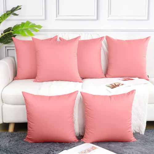 Miniatura 31 de Coddsmz Paquete de 6 fundas de almohada decorativas 100% algodón, fundas de cojín cuadradas de Navidad sólidas para el hogar, cama, sofá, día