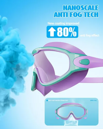 Miniatura 4 de Aegend Nuevo paquete de 2 gafas de natación de visión amplia para niños, gafas antivaho/anti-UV sin fugas con tapones para los oídos para niños de 3