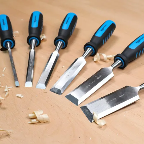 Miniatura 5 de Amazon Basics Juego de cinceles de tallado de madera de 8 piezas con guía de afilado, piedra de afilar y estuche de almacenamiento, 1/4" - 1-1/2